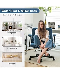 Boyel Living Velvet Criss Cross Armrest Office Chair with Wheels, Comfortable for Home Office, Reading and Vanity