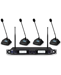 Pyle 4-Channel Wireless Microphone System with Professional Desktop Mics