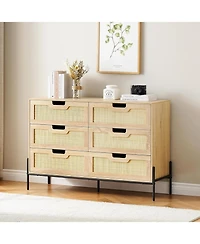 gaomon Dresser for Bedroom Spacious Storage Chest Premium Tall Fabric Dresser Easy Assembly Hallway Oak