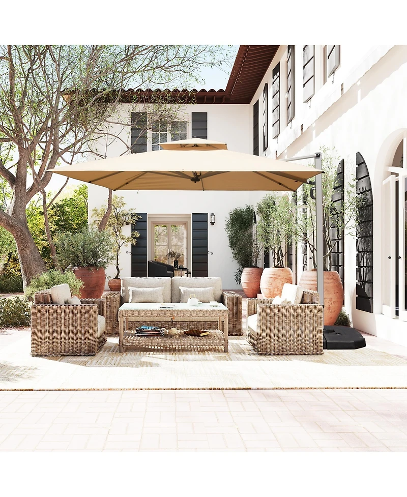 Mondawe 10 ft. Square Cantilever Umbrella with Center Pole (Base Not Included)