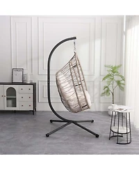 Boyel Living Outdoor Egg-shaped Hanging Chair with Stand, Patio Swing Chair, Indoor Rocking Hammock