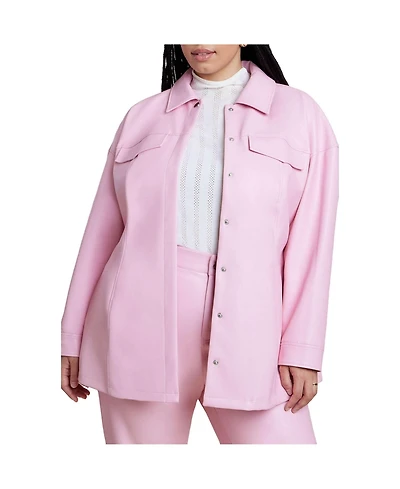 Eloquii Women's Plus Pocket Detail Faux Leather Jacket