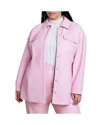 Eloquii Women's Plus Pocket Detail Faux Leather Jacket