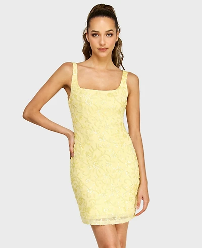 Alex & Sophia Women's Square Neck Mini Dress