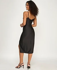 Alex & Sophia Women's Square Neck Corset Midi Dress