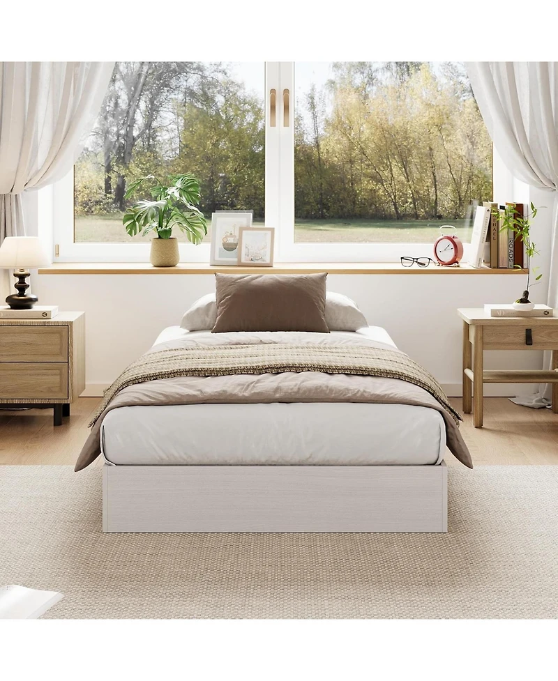 gaomon Wood Platform Bed Frame, Wooden Frame Without Headboard, Slat Support, No Box Spring Needed