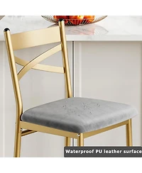 gaomon Set of 4 Gold 22" Bar Stools, Counter Height, Pu Upholstered Seat, Metal Frame, X-Back, for Kitchen Island, Dining Room
