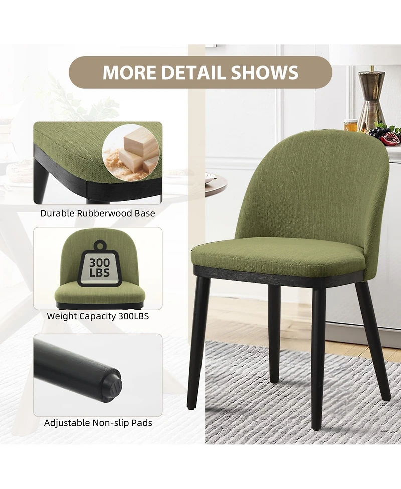 gaomon Modern Fabric Upholstered Wooden Dining Chairs Set with High Back and Deep Seat for Kitchen and Dining Room