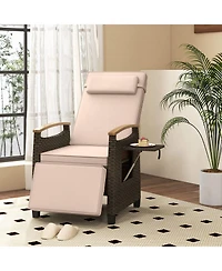 Sugift Patio Wicker Recliner Chair with Adjustable Backrest and Footrest