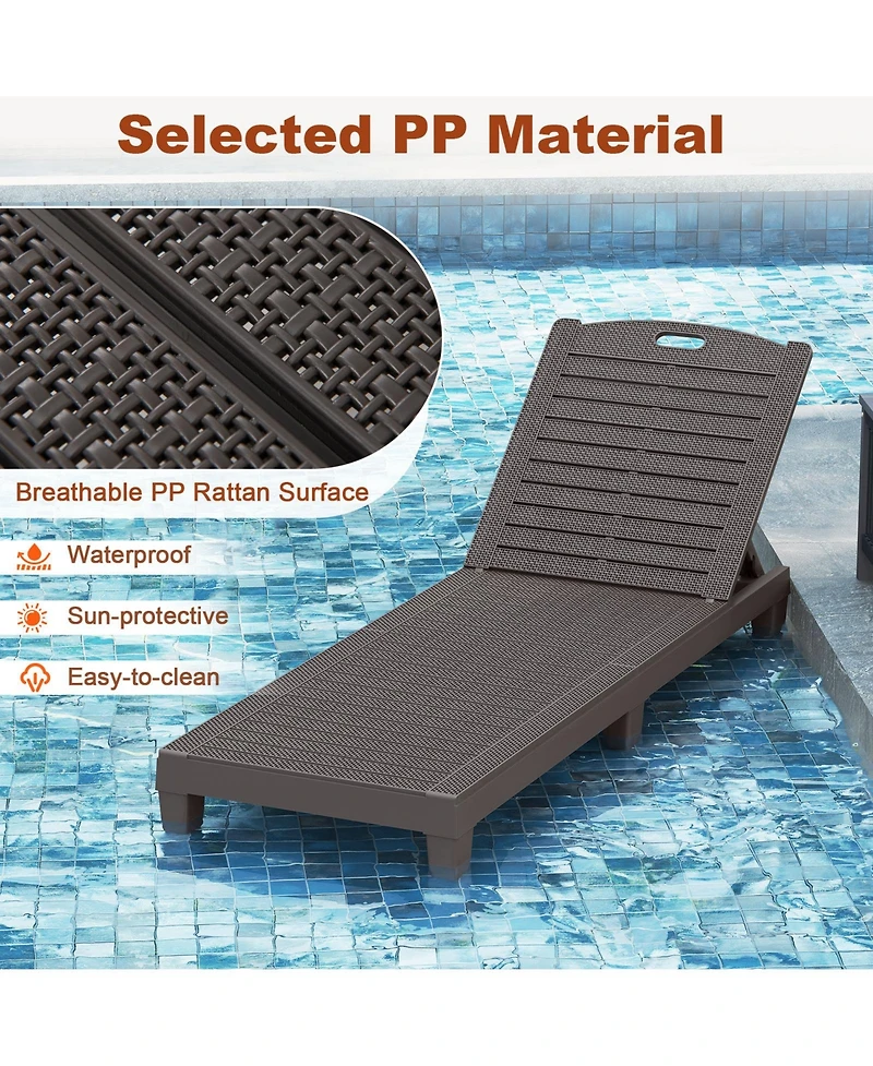 Sugift Outdoor Chaise Lounge Chairs Set of Two with Adjustable Backrests