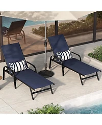 gaomon Outdoor Lounge Chair, Adjustable Patio Reclining Chaise with Textilene Fabric, Pool Lounge Chair with 5-Position Backrest for Patio, Garden