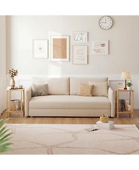 Sugift Side Table Set of 2 ,2-Tier Bamboo End Table with Storage Shelves Rectangular Tea Sofa Table