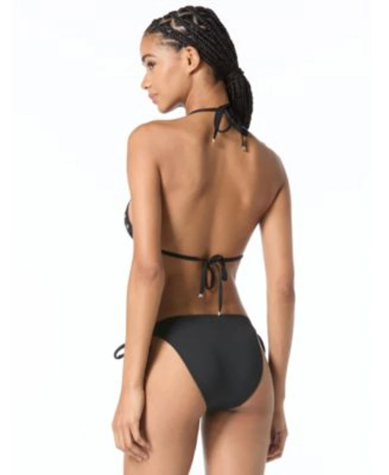 Michael Kors Womens Tie Back V Neck Bikini Top Pull On Tie Side Bikini Bottom