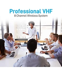 Pyle Vhf Professional Conference Microphone System with 8 Tabletop Gooseneck Mics (PDWM8300)