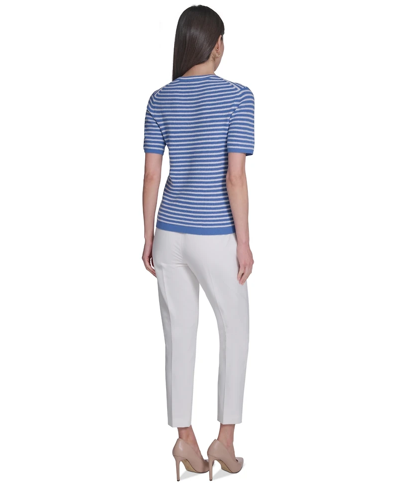 Tommy Hilfiger Women's Short-Sleeve Striped Sweater