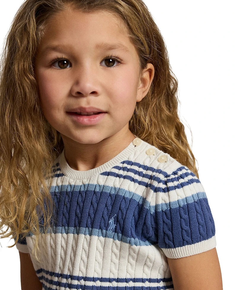 Polo Ralph Lauren Girls' 2T-6X Striped Cable Sweater and Skirt, 2-Piece Set