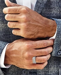Macy's Men's Diamond (1/5 ct. t.w.) Dad Band Ring in 14k Gold Plated Sterling Silver