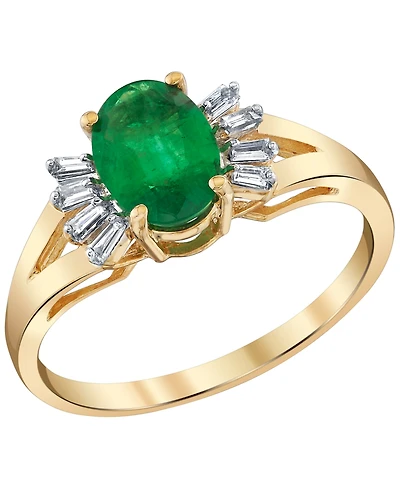 Macy's Emerald (1-1/3 ct. t.w.) & Diamond (1/8 ct. t.w.) Ring in 14k Yellow Gold