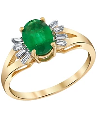 Macy's Emerald (1-1/3 ct. t.w.) & Diamond (1/8 ct. t.w.) Ring in 14k Yellow Gold