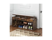 Slickblue Storage Shoe Bench with Padded Seat and 3 Open Shelves