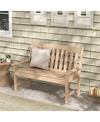 Sugift 52 Inch All-Weather Hdpe Outdoor Bench with Backrest and Armrests