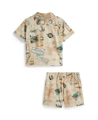 Polo Ralph Lauren Baby Boys' Fishing-Print Chino Shirt and Short, 2-Piece Set
