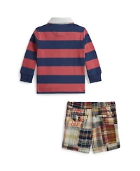 Polo Ralph Lauren Baby Boys' Plaid Madras Shirt and Twill Shorts, 2-Piece Set