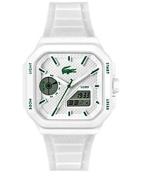 Lacoste Men's LC33 Square White Silicone Strap Watch, 44x50mm