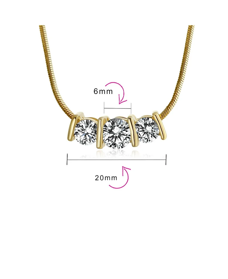 Bling Jewelry 3 Stone Cz Past Present Future Solitaire Cubic Zirconia Necklace