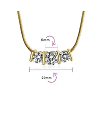 Bling Jewelry 3 Stone Cz Past Present Future Solitaire Cubic Zirconia Necklace