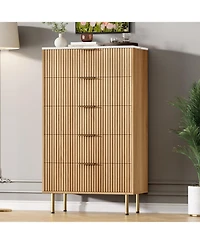 gaomon Drawer Fluted Dresser Modern Wooden Chest with Wide Storage