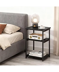 gaomon Slim Industrial 3-Tier Wood and Metal Mobile End Table with Storage Shelves