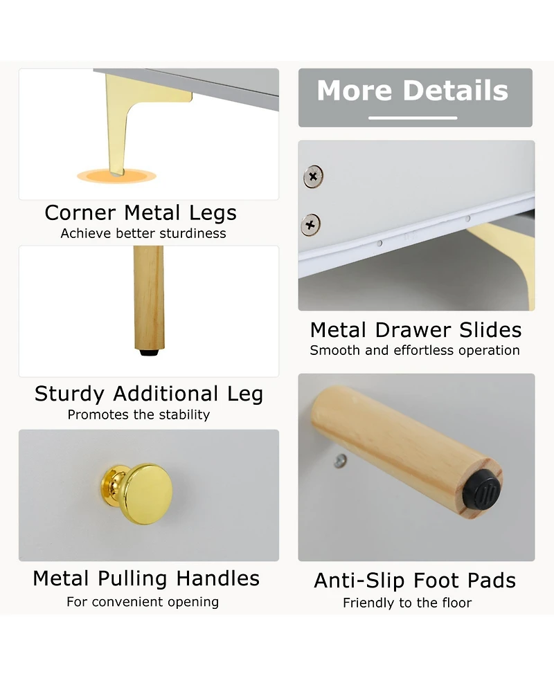 Sugift Tv Stand with Storage Compartments and Drawers for 55 in TVs