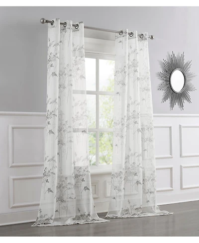 Dainty Home Jessica 2-Pack Linen Textured Metallic Light Filtering Grommet Curtain Panel Pair 38" x 84"