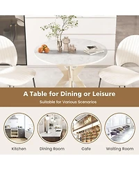 Sugift Mid Century Modern Kitchen Table with Faux Marble Top