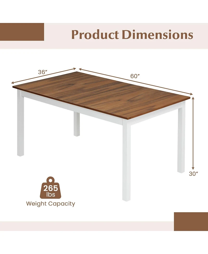 Sugift 60 in Rectangular Dining Table with Solid Wood Legs