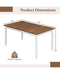 Sugift 60 in Rectangular Dining Table with Solid Wood Legs
