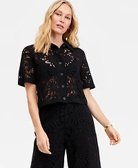 I.n.c. International Concepts Women's Cotton Crochet Blouse, Macy's Exclusive