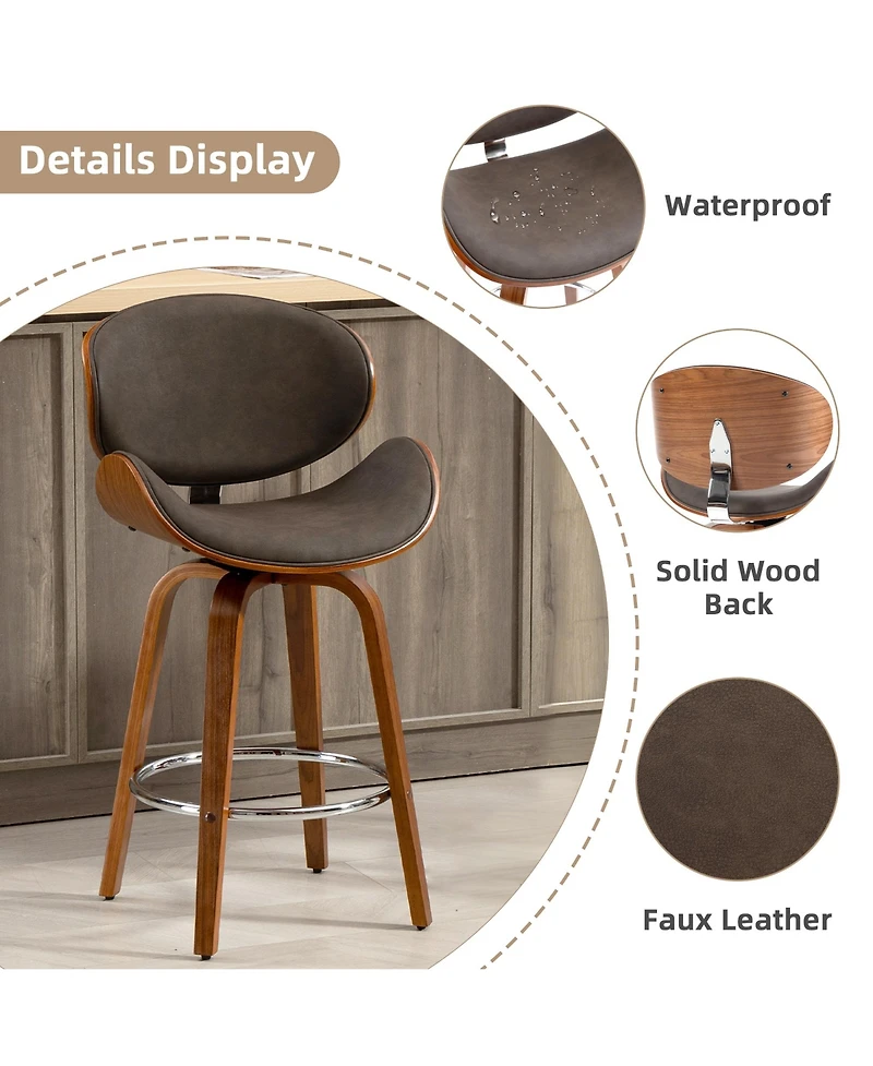 Dyhome Bar Stools Set of 3, 28 Inches Modern Counter Height with High Back Metal Legs, Upholstered Tall Barstools for Kitchen Island, Cafe,