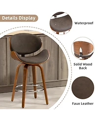 Dyhome Bar Stools Set of 3, 28 Inches Modern Counter Height with High Back Metal Legs, Upholstered Tall Barstools for Kitchen Island, Cafe,