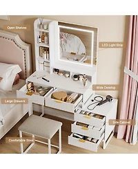 gaomon Makeup Vanity Set with Led Mirror Drawers Modes