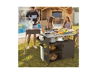 Slickblue Outdoor Grill Cart with Storage Cabinet and Shelves