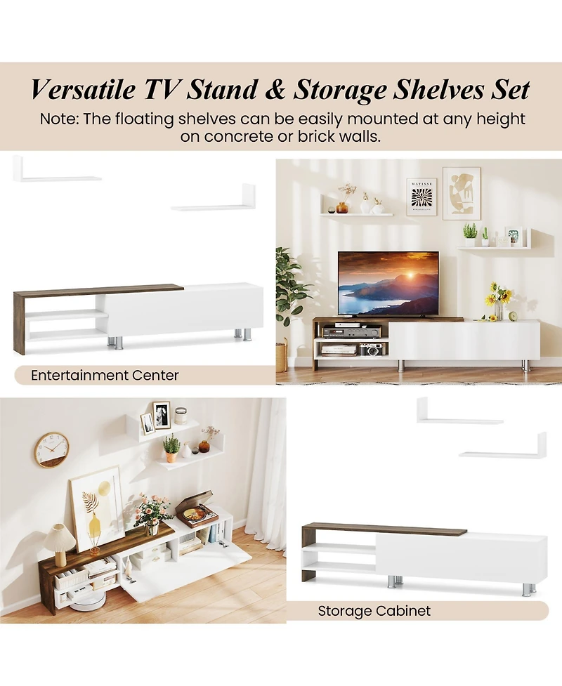 Sugift Farmhouse Tv Stand for TVs up to 80 in with Cabinets