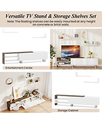 Sugift Farmhouse Tv Stand for TVs up to 80 in with Cabinets