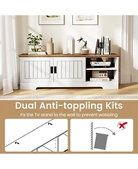 Sugift Farmhouse Tv Stand for TVs up to 65 in with Sliding Doors