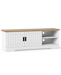 Sugift Farmhouse Tv Stand for TVs up to 65 in with Sliding Doors