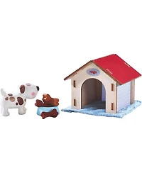 Haba Little Friends Dog Lucky - Pet Toy Figure with Doghouse and Wooden Bones