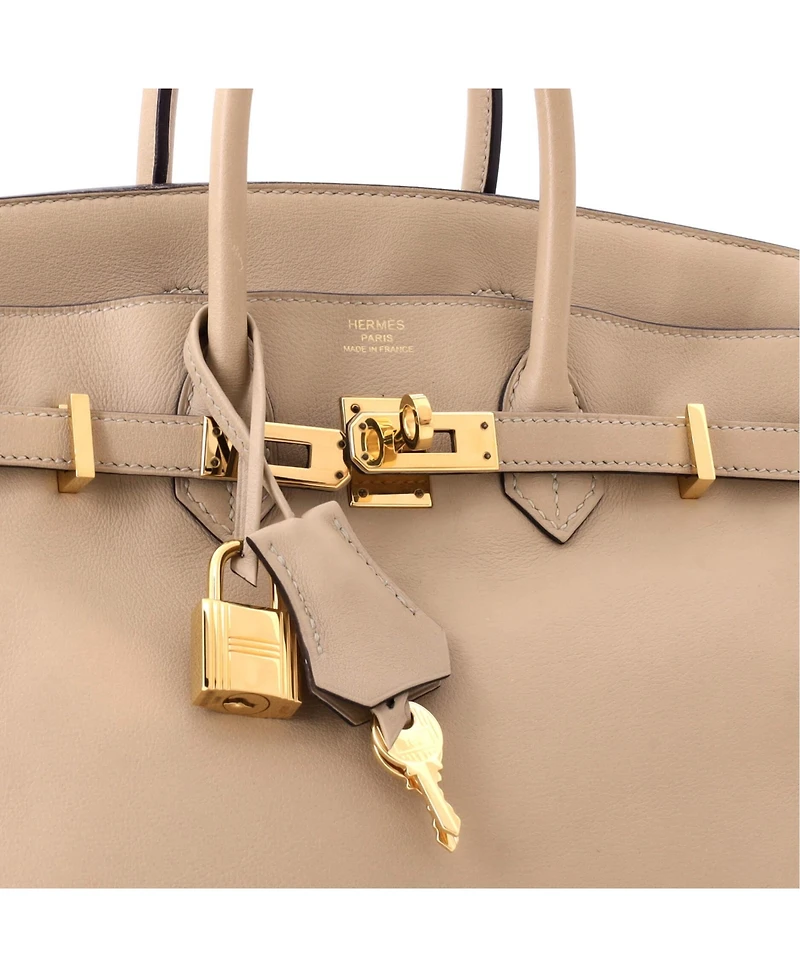 Pre-Owned HERMES Birkin 25 Handbag Light Swift with Gold Hardware