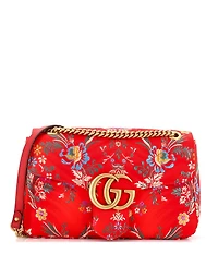 Pre-Owned Gucci Medium Gg Marmont Flap Bag Matelasse Floral Jacquard