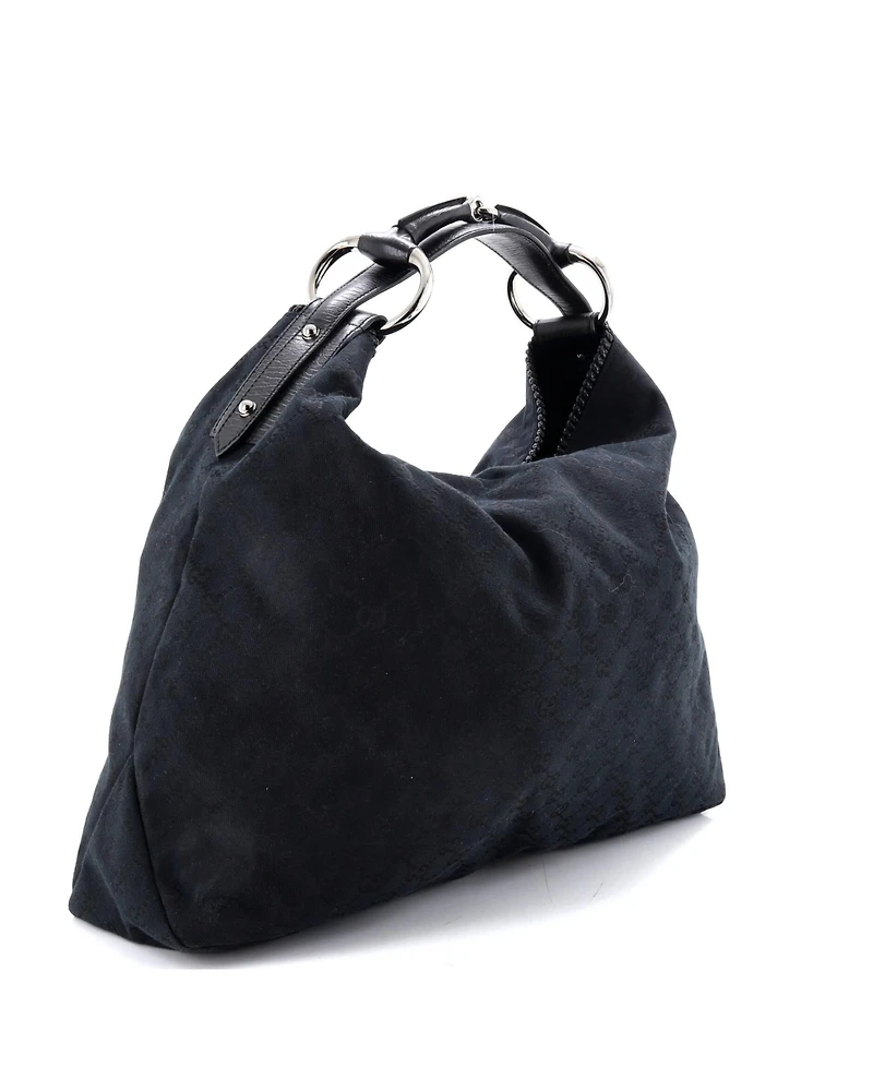 Pre-Owned Gucci Large Horsebit Hobo Gg Canvas
